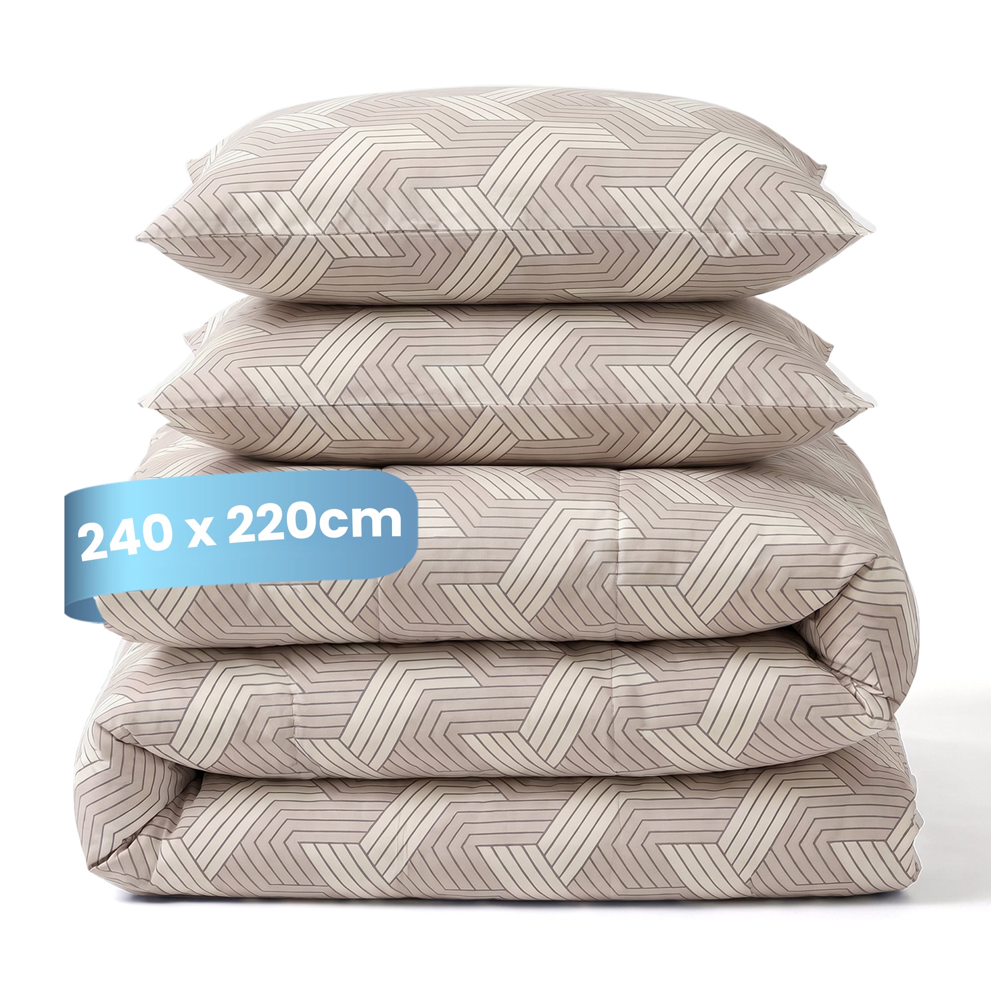 eazydekbed® - All-year - Geo Taupe + Kussenslopen