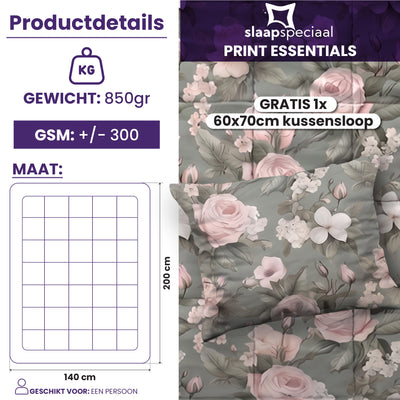 eazydekbed® - All-year - Romance Green + Kussenslopen