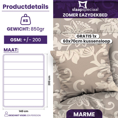 eazydekbed® - Zomerdekbed - Marme + GRATIS kussenslopen