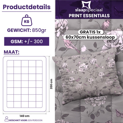 eazydekbed® - All-year - Grey Garden + Kussenslopen