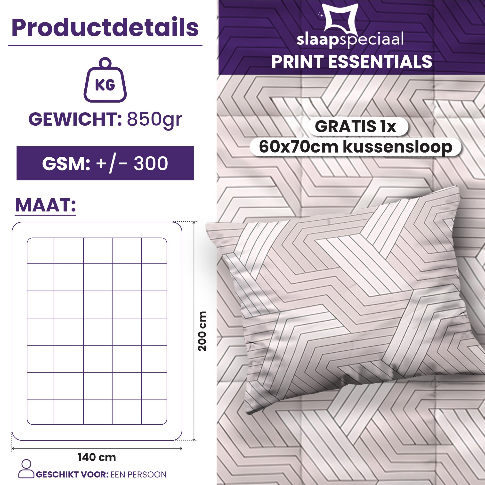 eazydekbed® - All-year - Geo Taupe + Kussenslopen