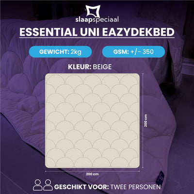 eazydekbed® – Beige – Hoesloos & Wasbaar – Voor het hele jaar