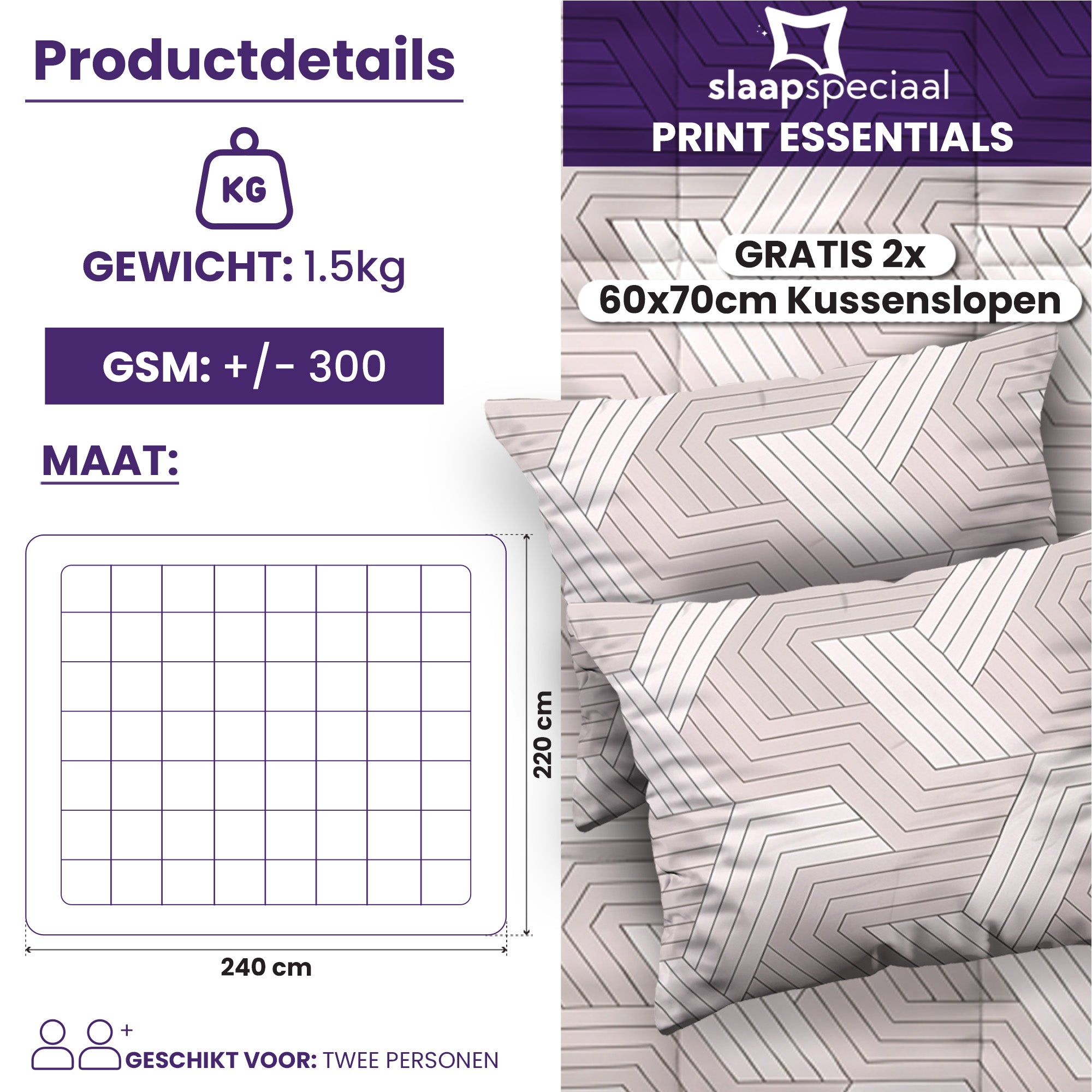 eazydekbed® - All-year - Geo Taupe + Kussenslopen