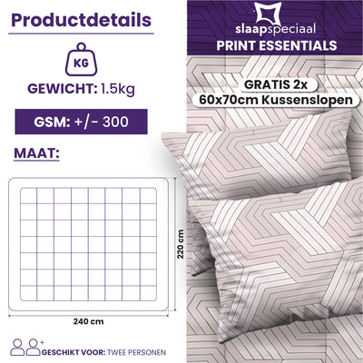 eazydekbed® - All-year - Geo Taupe + Kussenslopen