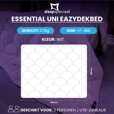 eazydekbed® – Wit – Hoesloos & Wasbaar – Voor het hele jaar