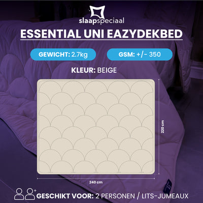 eazydekbed® – Beige – Hoesloos & Wasbaar – Voor het hele jaar