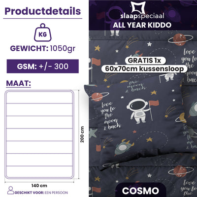eazydekbed® - Kinderdekbed 140x200 cm - Cosmo + GRATIS kussensloop