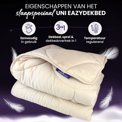 eazydekbed® – Beige – Hoesloos & Wasbaar – Voor het hele jaar