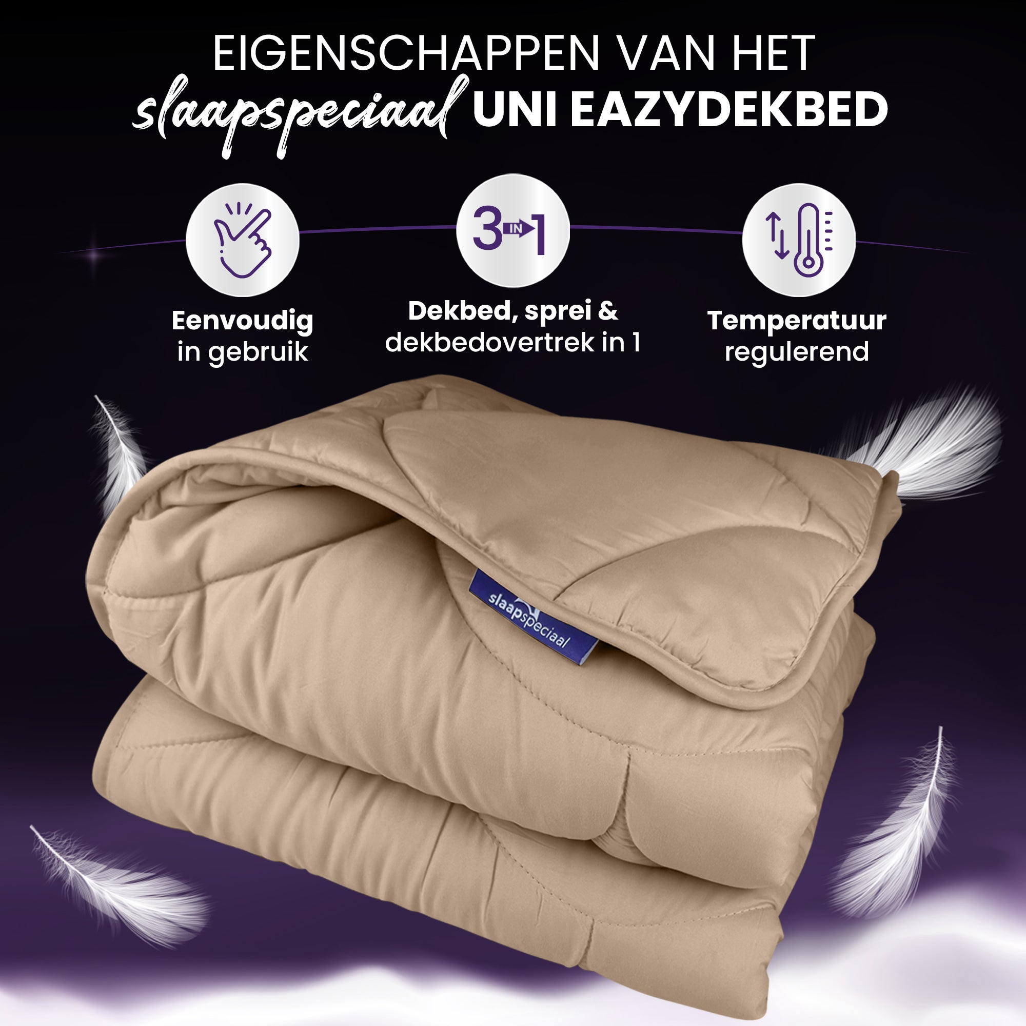 eazydekbed® – Beige – Bezuglos & Waschbar – Für das ganze Jahr