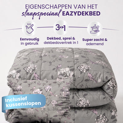 eazydekbed® - All-year - Grey Garden + Kussenslopen