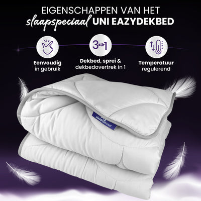 eazydekbed® – Wit – Hoesloos & Wasbaar – Voor het hele jaar