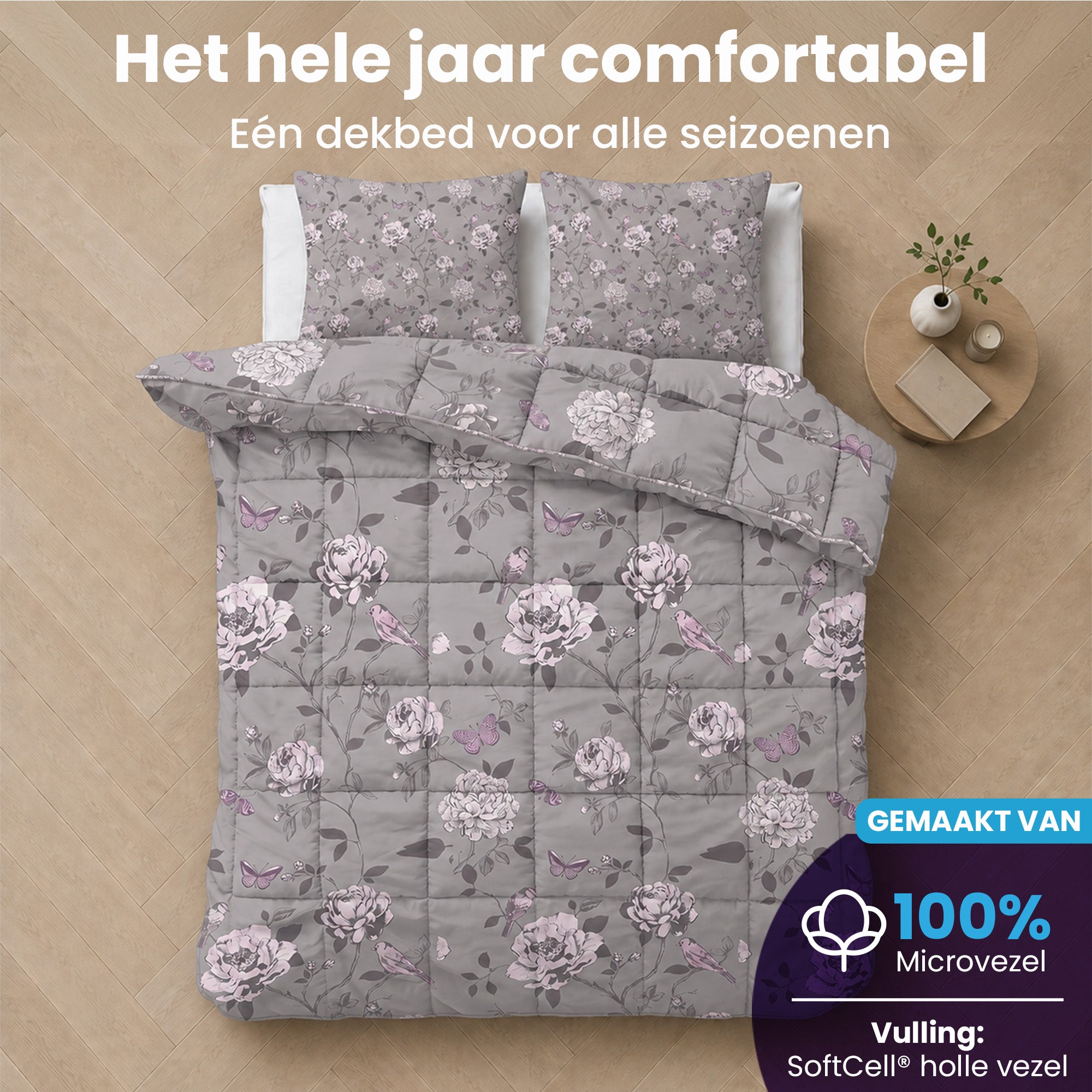 eazydekbed® - All-year - Grey Garden + Kussenslopen