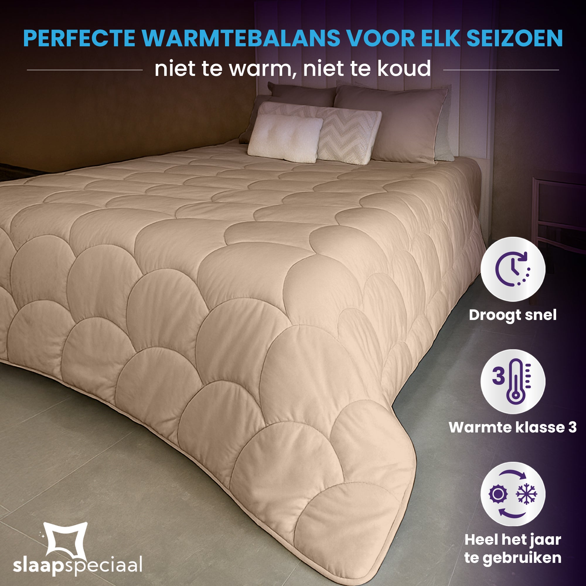 eazydekbed® – Beige – Bezuglos & Waschbar – Für das ganze Jahr