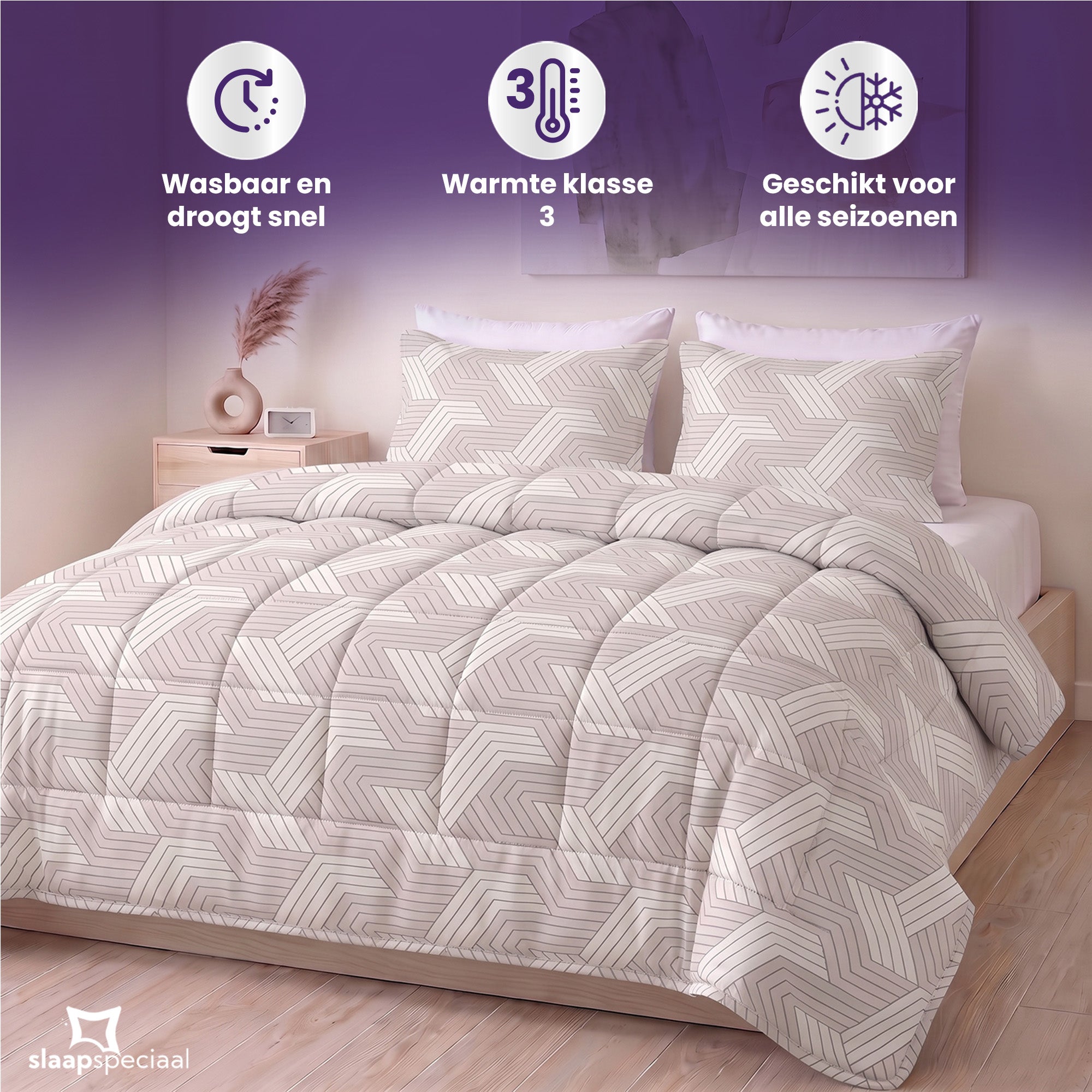 eazydekbed® - All-year - Geo Taupe + Kussenslopen