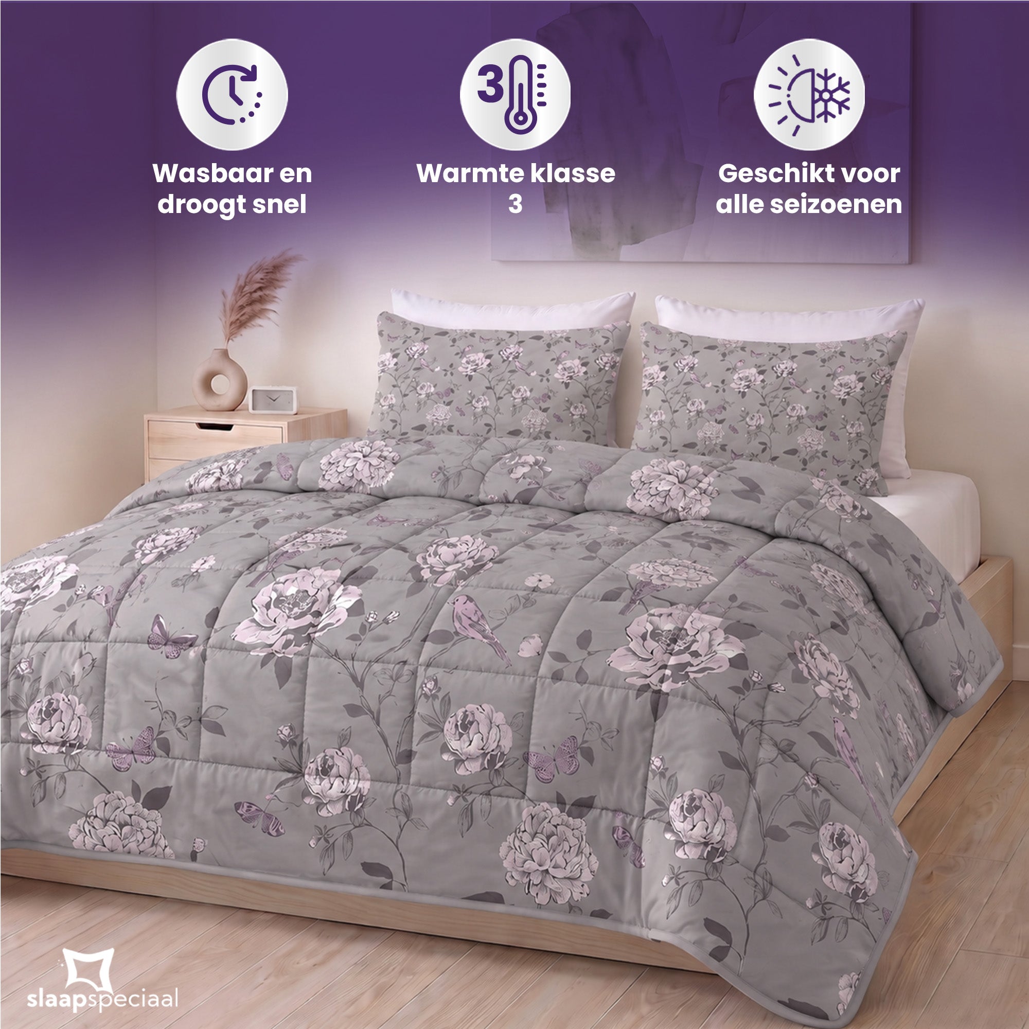 eazydekbed® - All-year - Grey Garden + Kussenslopen