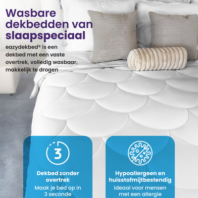 eazydekbed® – Wit – Hoesloos & Wasbaar – Voor het hele jaar