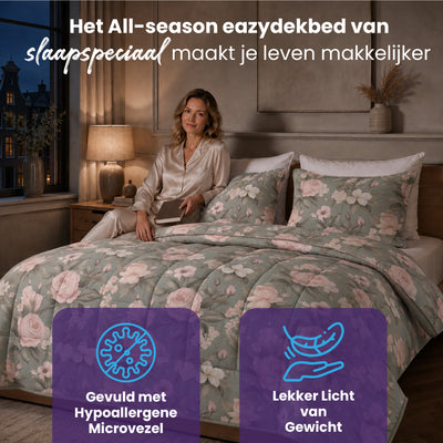eazydekbed® - All-year - Romance Green + Kussenslopen
