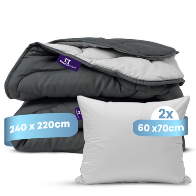 eazydekbed® - Zomerdekbed - Antraciet/Grijs + Gratis Kussenslopen