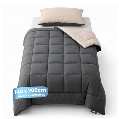 eazydekbed® - All-year  - Antraciet/Taupe + Kussenslopen
