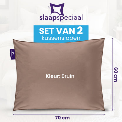 eazydekbed® Essential Kussensloop - Bruin - 60x70 cm - 2 Stuks
