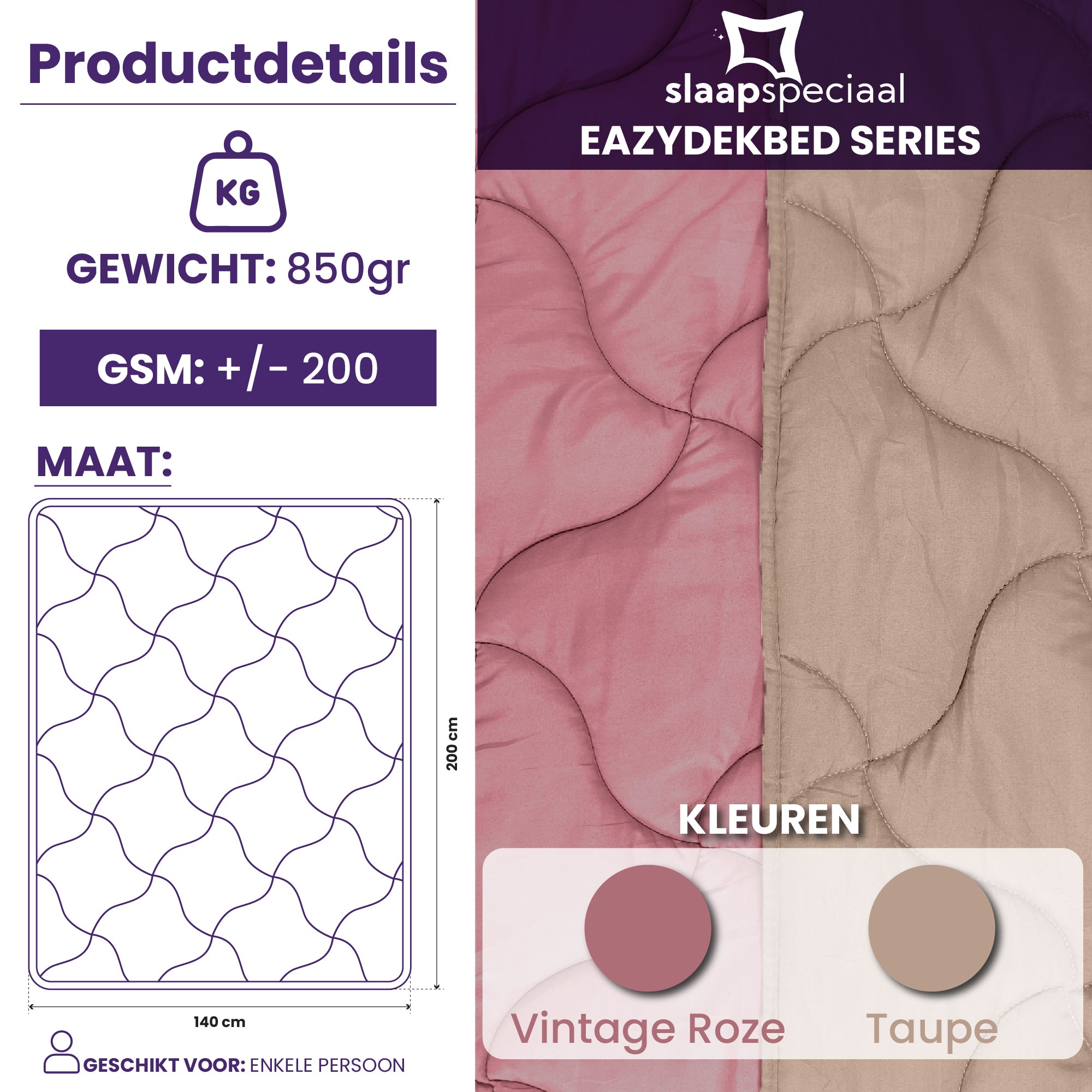 eazydekbed® - Zomerdekbed - Rose/Taupe