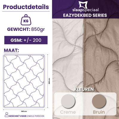 eazydekbed® Sommer-Bettdecke – Taupe/Creme – ohne Bezug und waschbar