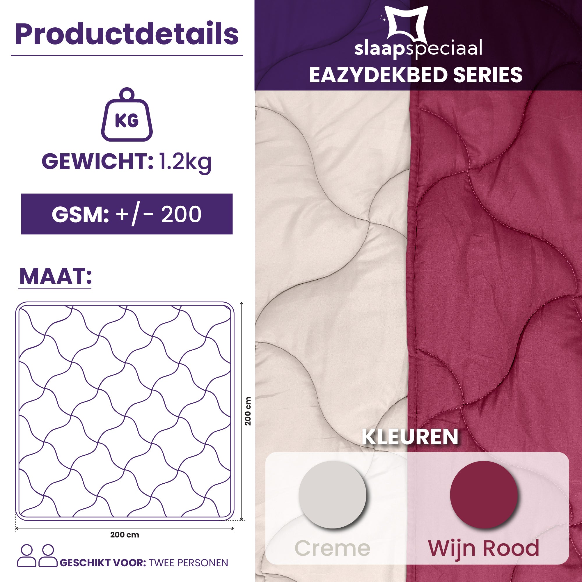 eazydekbed® - Zomerdekbed - Rood/Crème