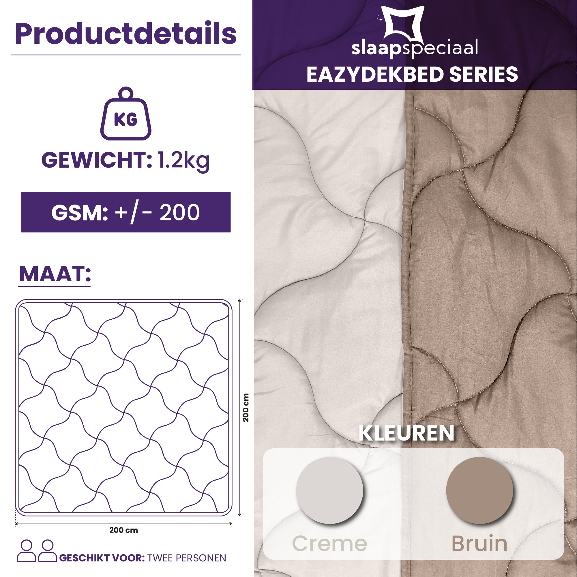 eazydekbed® Sommer-Bettdecke – Taupe/Creme – ohne Bezug und waschbar