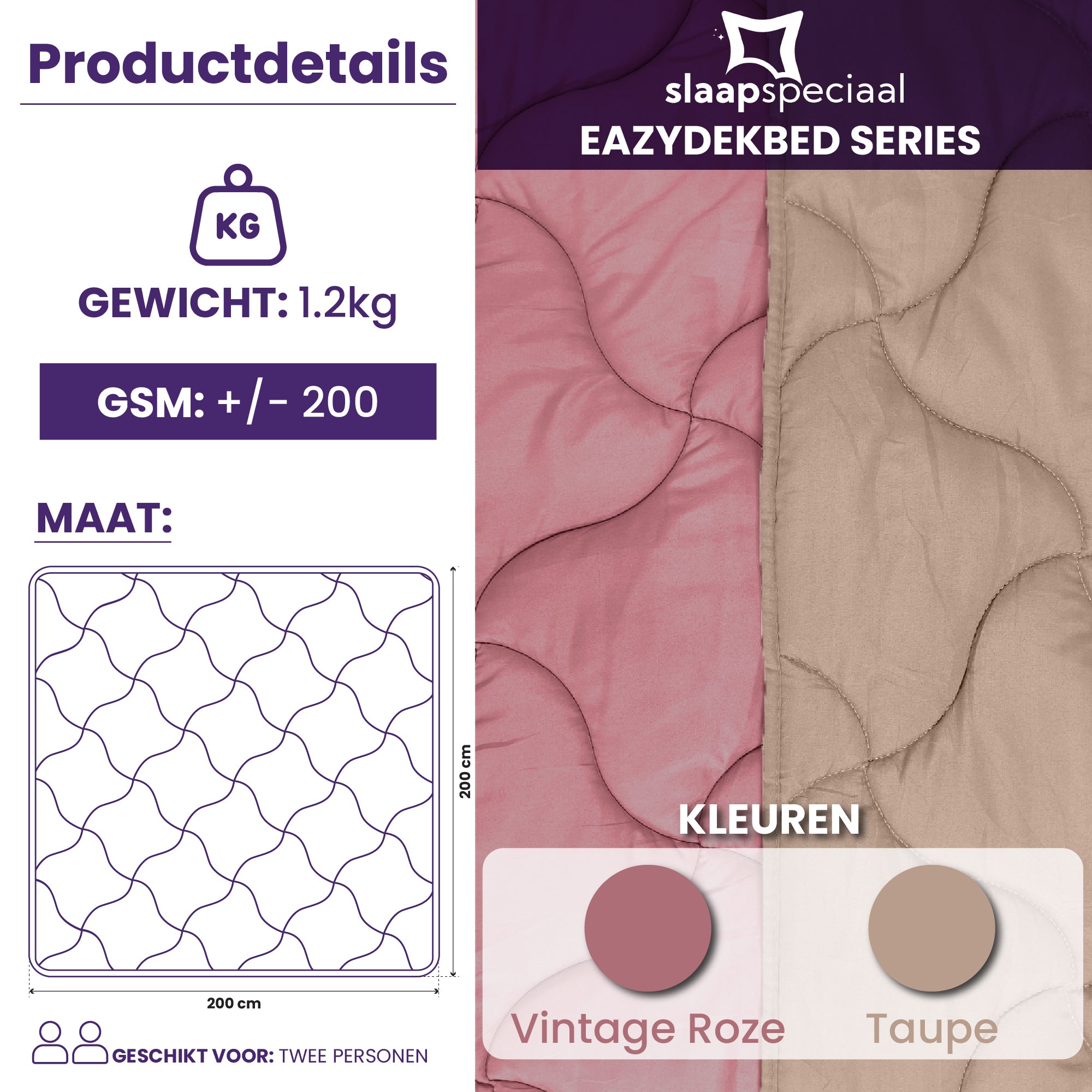 eazydekbed® - Zomerdekbed - Rose/Taupe