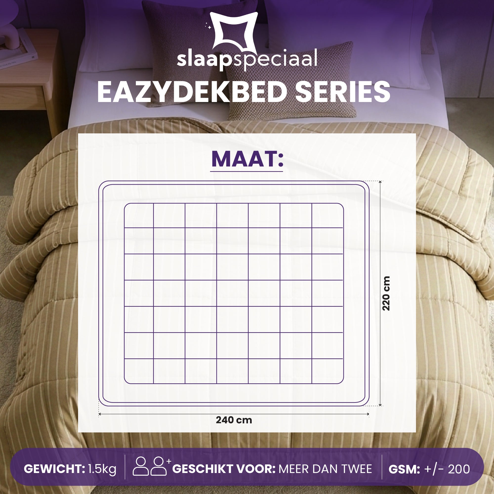eazydekbed® - Zomerdekbed - Taupe Stripe