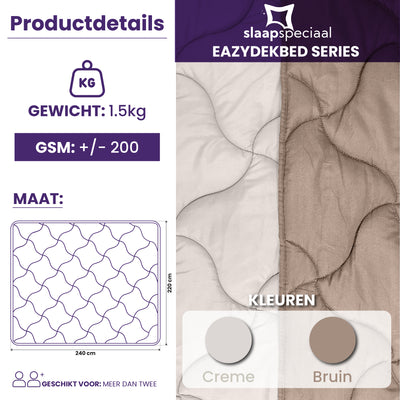 eazydekbed® Sommer-Bettdecke – Taupe/Creme – ohne Bezug und waschbar