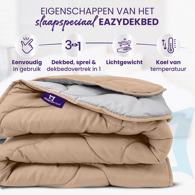 eazydekbed® - Zomerdekbed - Grijs/Taupe