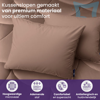 eazydekbed® Essential Kussensloop - Bruin - 60x70 cm - 2 Stuks