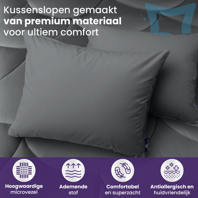 Essential Kussensloop - Antraciet - 2 Stuks