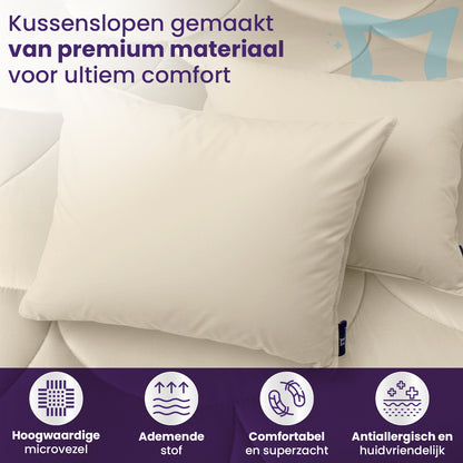 eazydekbed® Essential Kussensloop - Beige - 60x70 cm - 2 Stuks