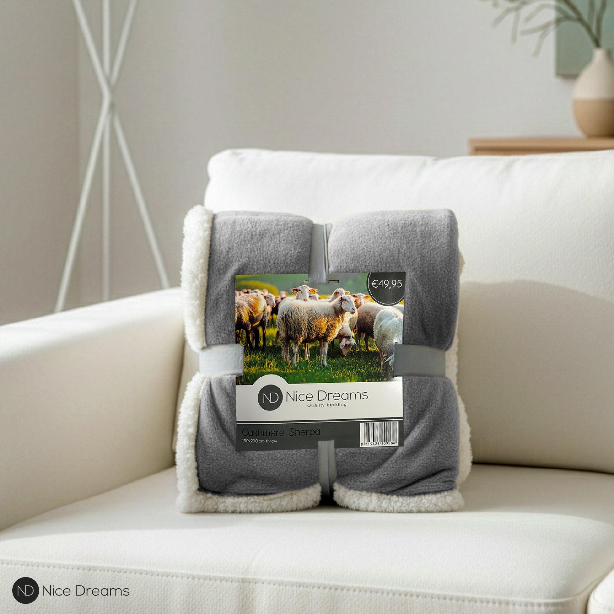 Sherpa Fleece Plaid - Velvet & Sherpa Deken - Extra Zacht, Warm & Luxe - 150x200 cm - Grijs