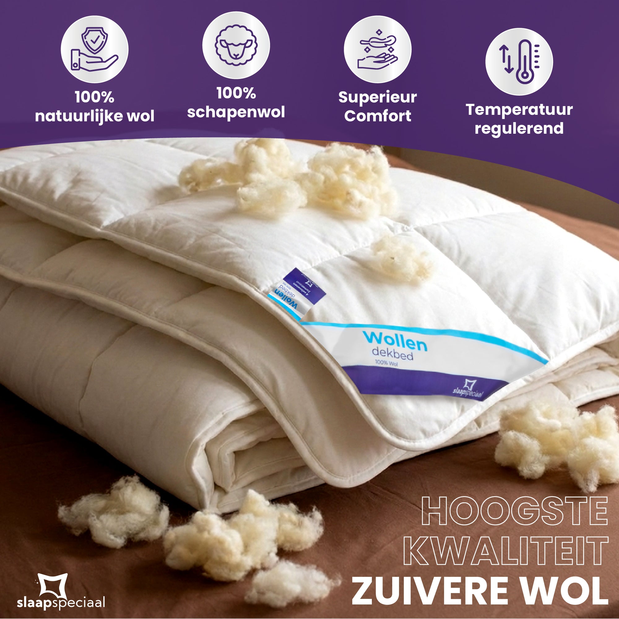 Luxe 4-Seizoenen Wollen Dekbed van 100% Australische Scheerwol