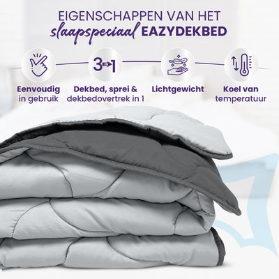 eazydekbed® Sommer-Bettdecke – Anthrazit/Grau – Ohne Bezug & Waschbar