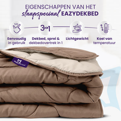 eazydekbed® Sommer-Bettdecke – Taupe/Creme – ohne Bezug und waschbar