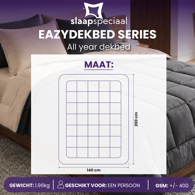 eazydekbed® - All-year  - Antraciet/Taupe + Kussenslopen