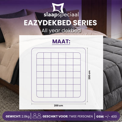 eazydekbed® - All-year  - Antraciet/Taupe + Kussenslopen