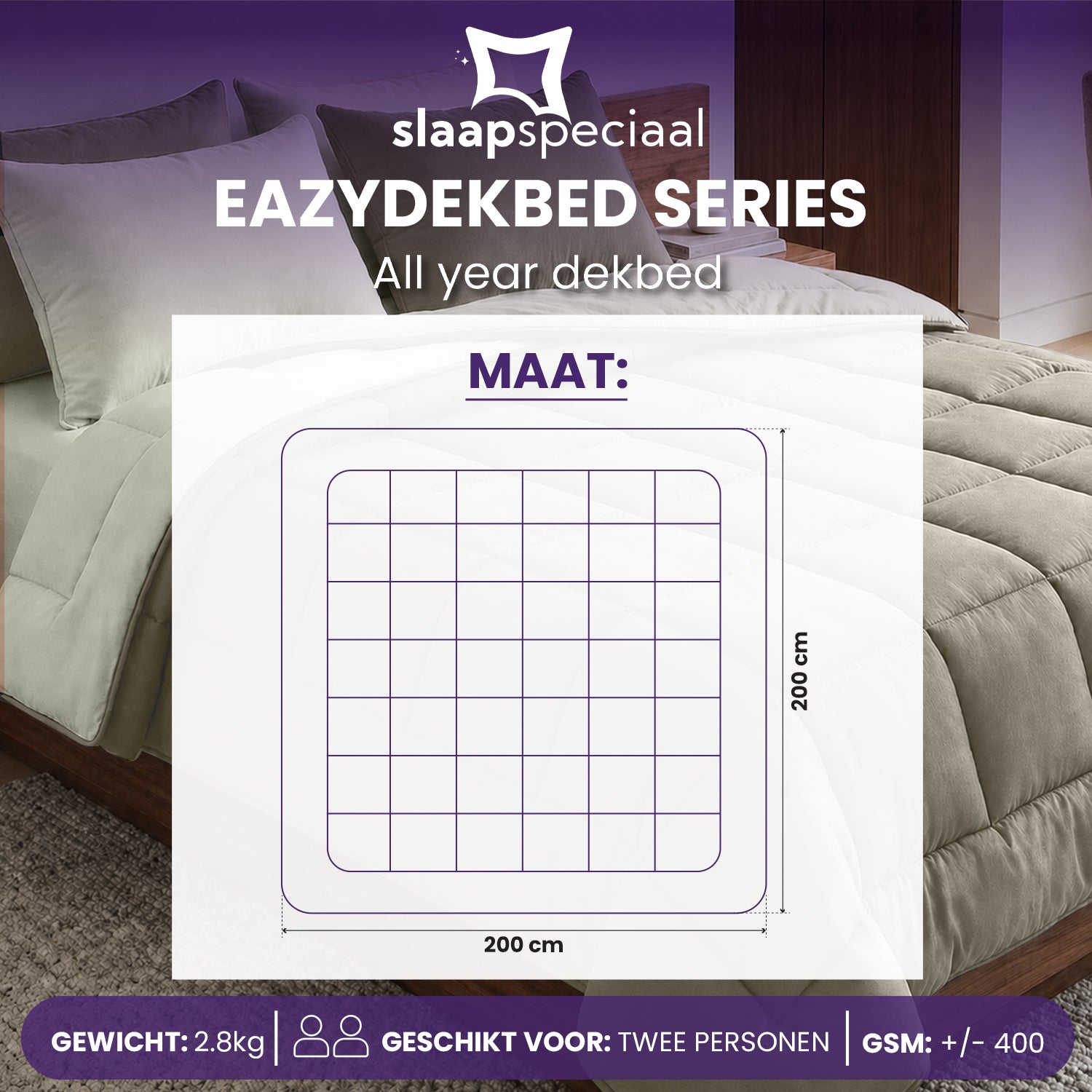 eazydekbed® - All-year  - Ivoor/Taupe + Kussenslopen