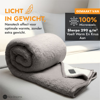Sherpa Plaid - Sherpa Extra Dik Deken - Extra Zacht, Warm & Luxe - 150x200 cm - Grijs