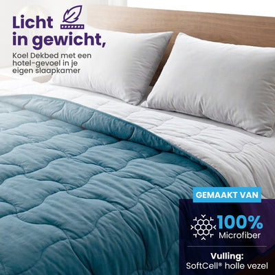 eazydekbed® - Zomerdekbed - Blauw/Grijs + Gratis Kussenslopen