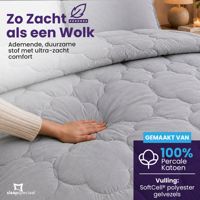 eazydekbed® - All-year - Prestige Grijs + Kussenslopen - 100% Katoen