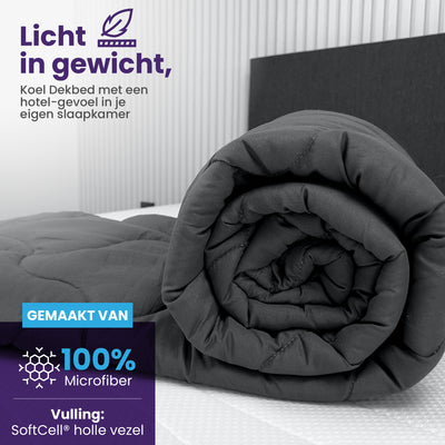 eazydekbed® Sommer-Bettdecke – Anthrazit/Grau – Ohne Bezug & Waschbar
