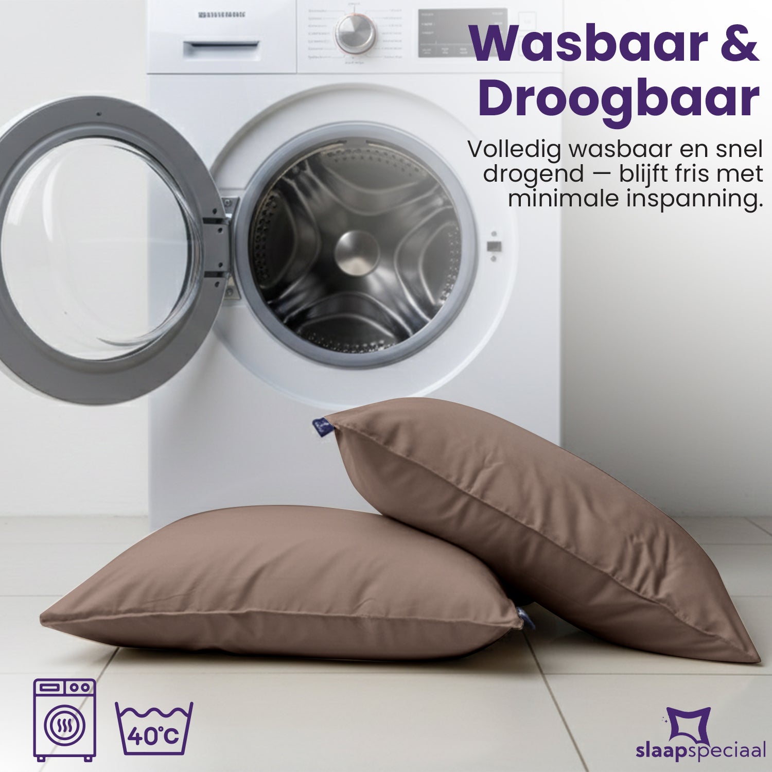 eazydekbed® Essential Kussensloop - Bruin - 60x70 cm - 2 Stuks