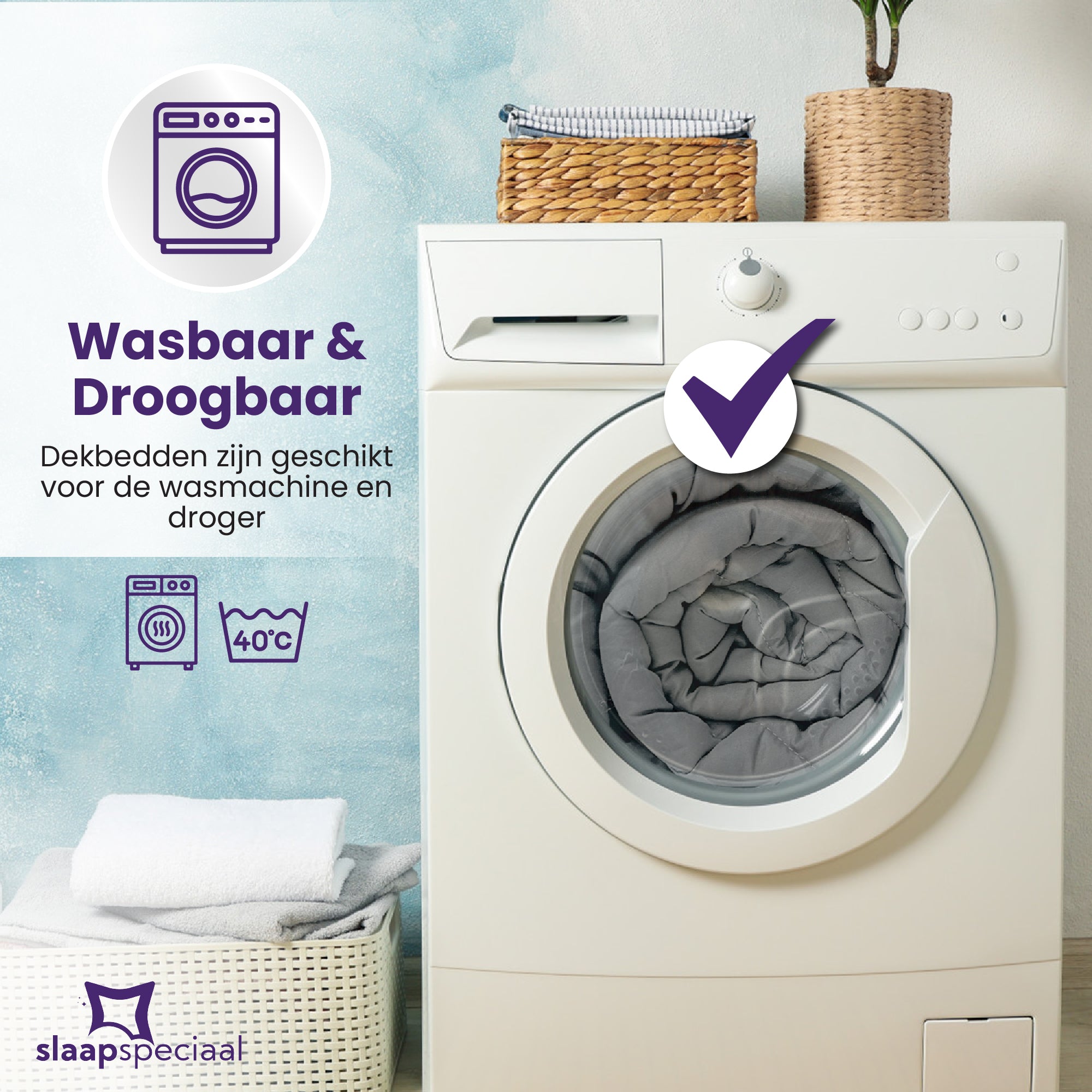 eazydekbed® - Zomerdekbed - Blauw/Grijs + Gratis Kussenslopen
