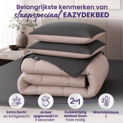 eazydekbed® - All-year  - Antraciet/Taupe + Kussenslopen
