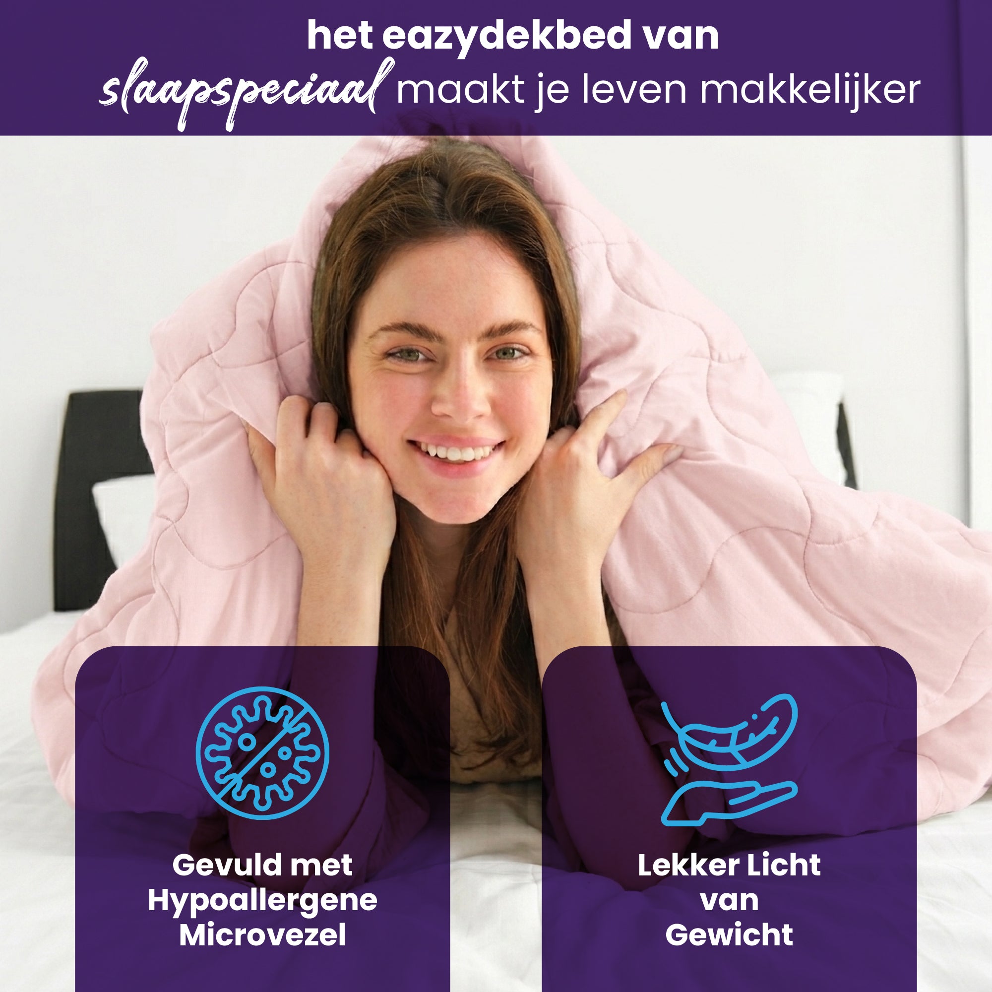 eazydekbed® - Zomerdekbed - Roze/Crème